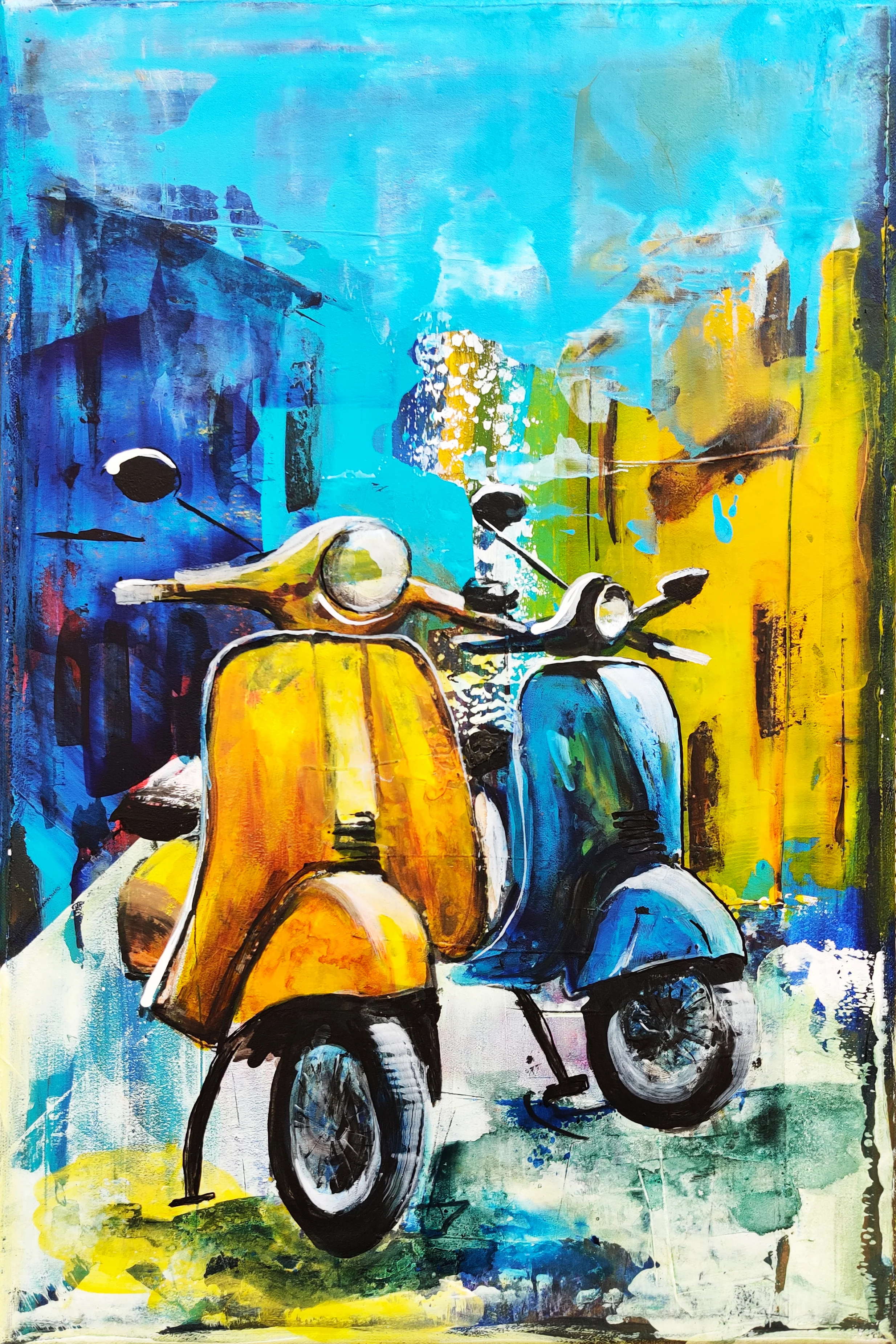 Farbgeflüster in Blau und Gelb