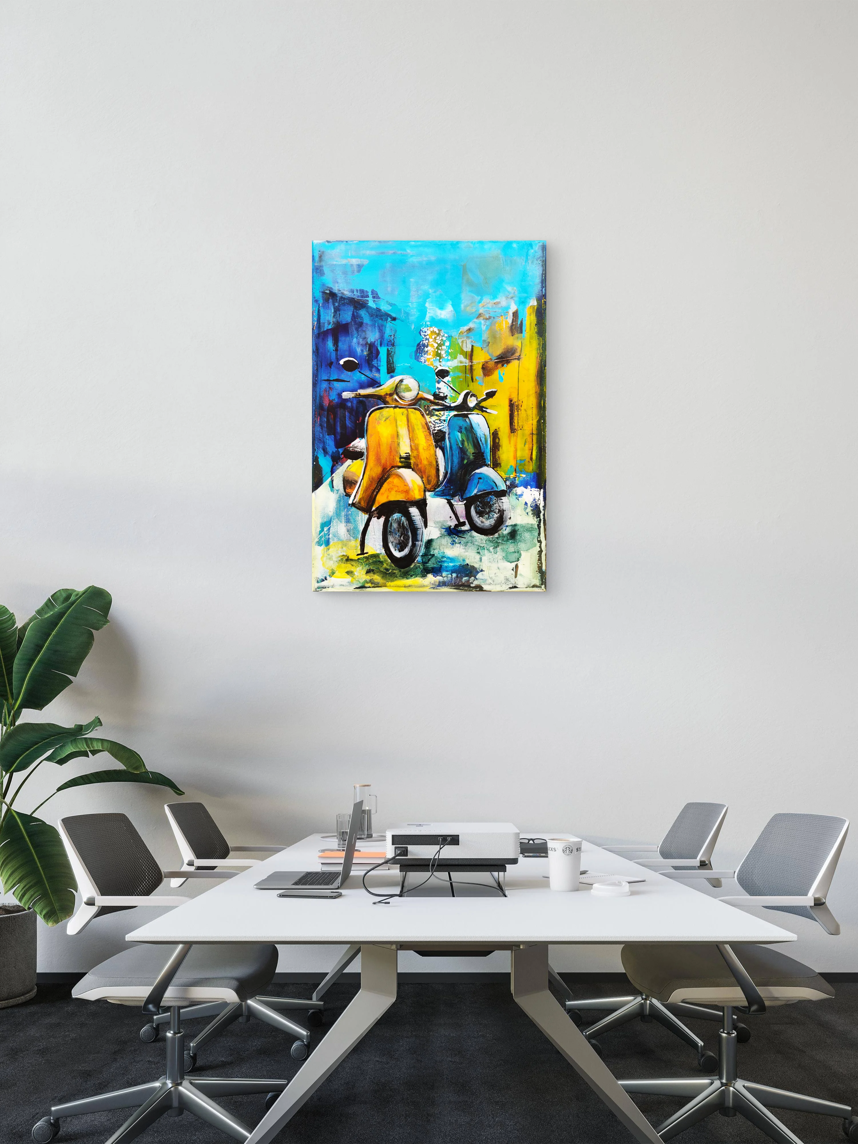 farbgefluester-in-blau-und-gelb - Im Raum